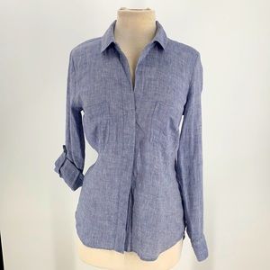 Saks Fifth Avenue Linen Button Front Shirt Ladies Medium
